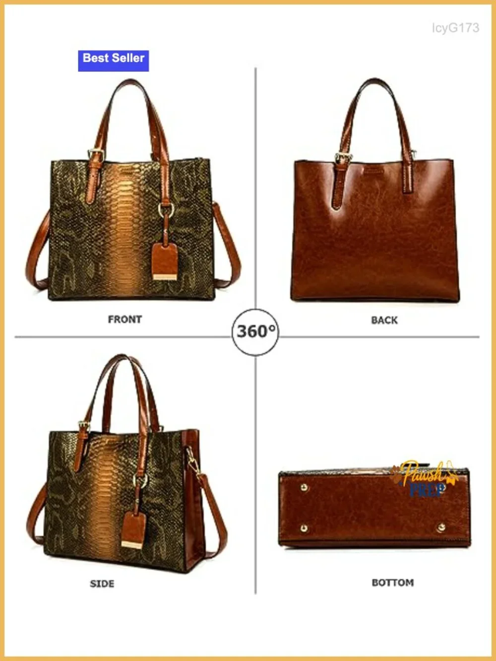 Women's Crocodile Pattern Satchel Handbags Stylish Tote 3 Pcs Set Vegan Leather